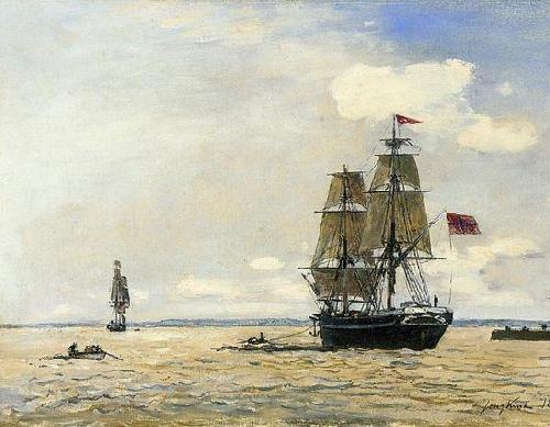 Johann Barthold Jongkind Norwegian Naval Ship Leaving the Port of Honfleur Sweden oil painting art